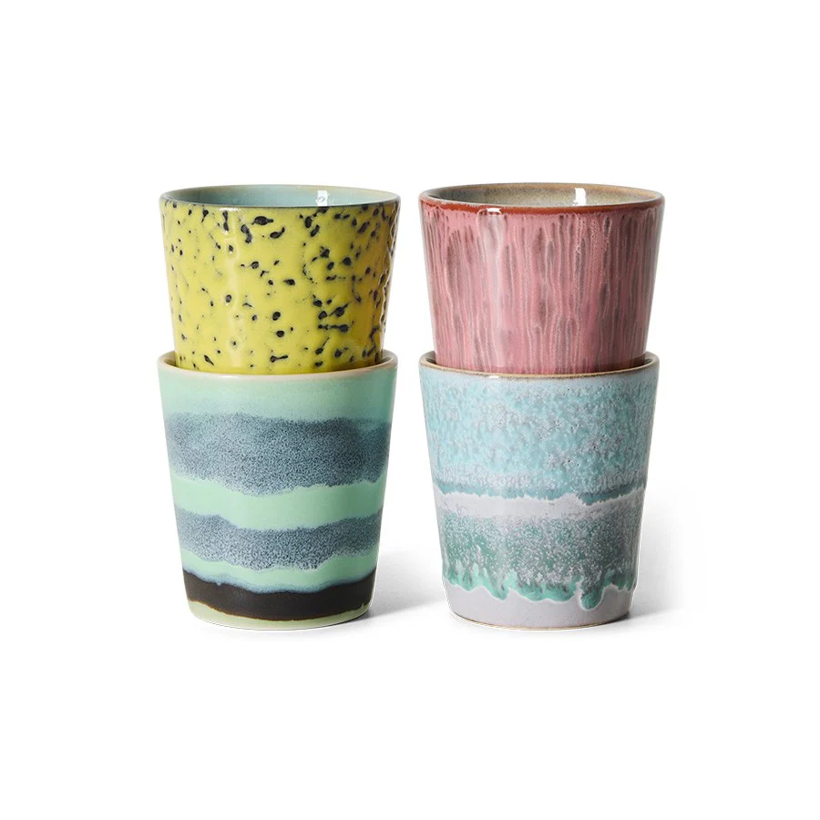 70’s Ceramics: Coffee Mugs, Artistic (Set of 4)