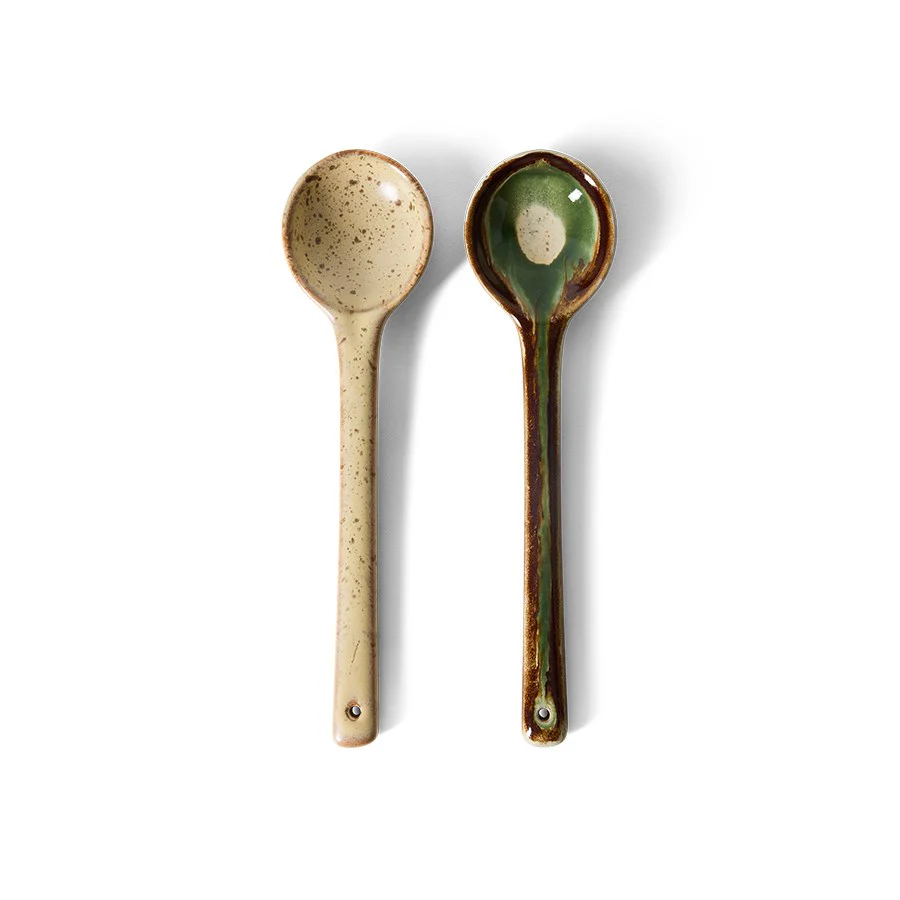 70’s Ceramics: Serving Spoons, Hills (Set of 2)