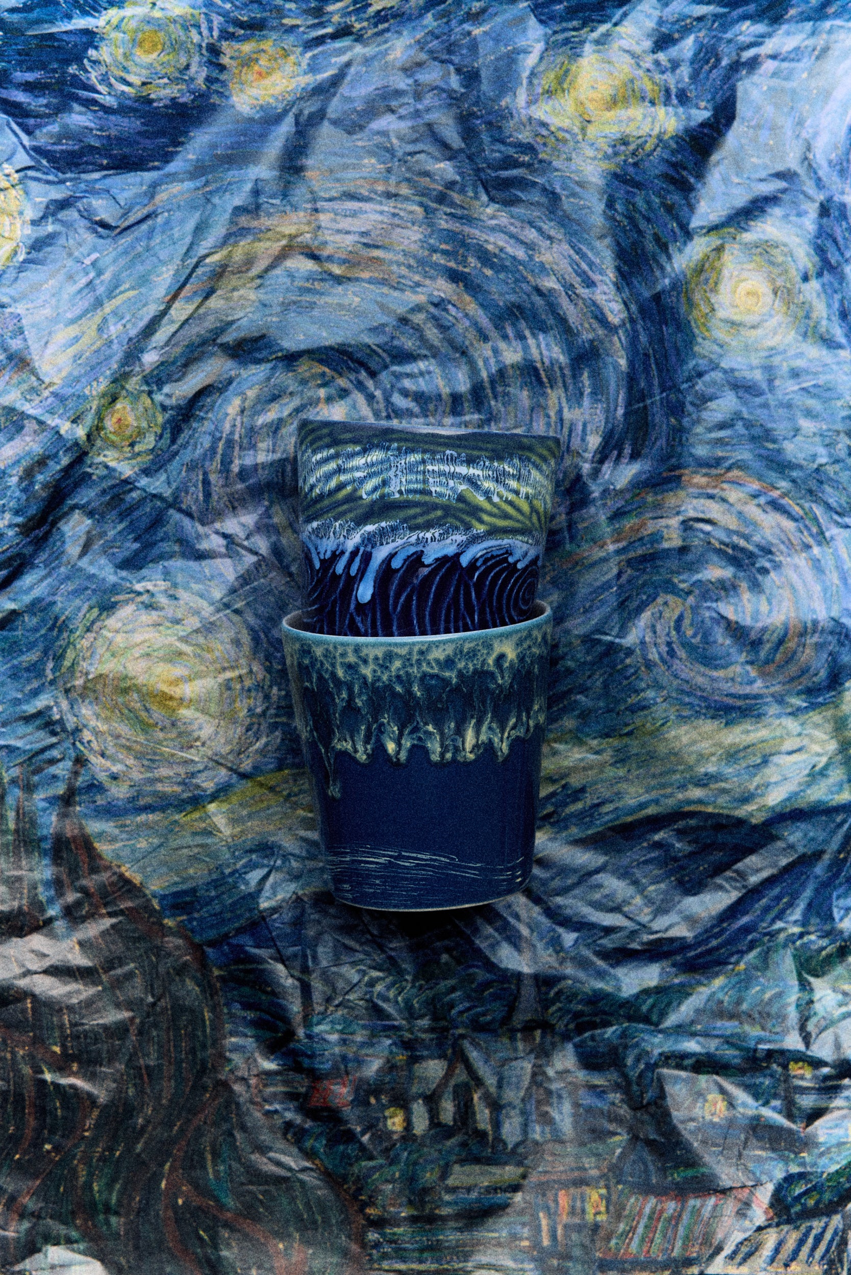 70’s Ceramics: Van Gogh Coffee Mugs, Starry Night (Set of 2) - Image 4