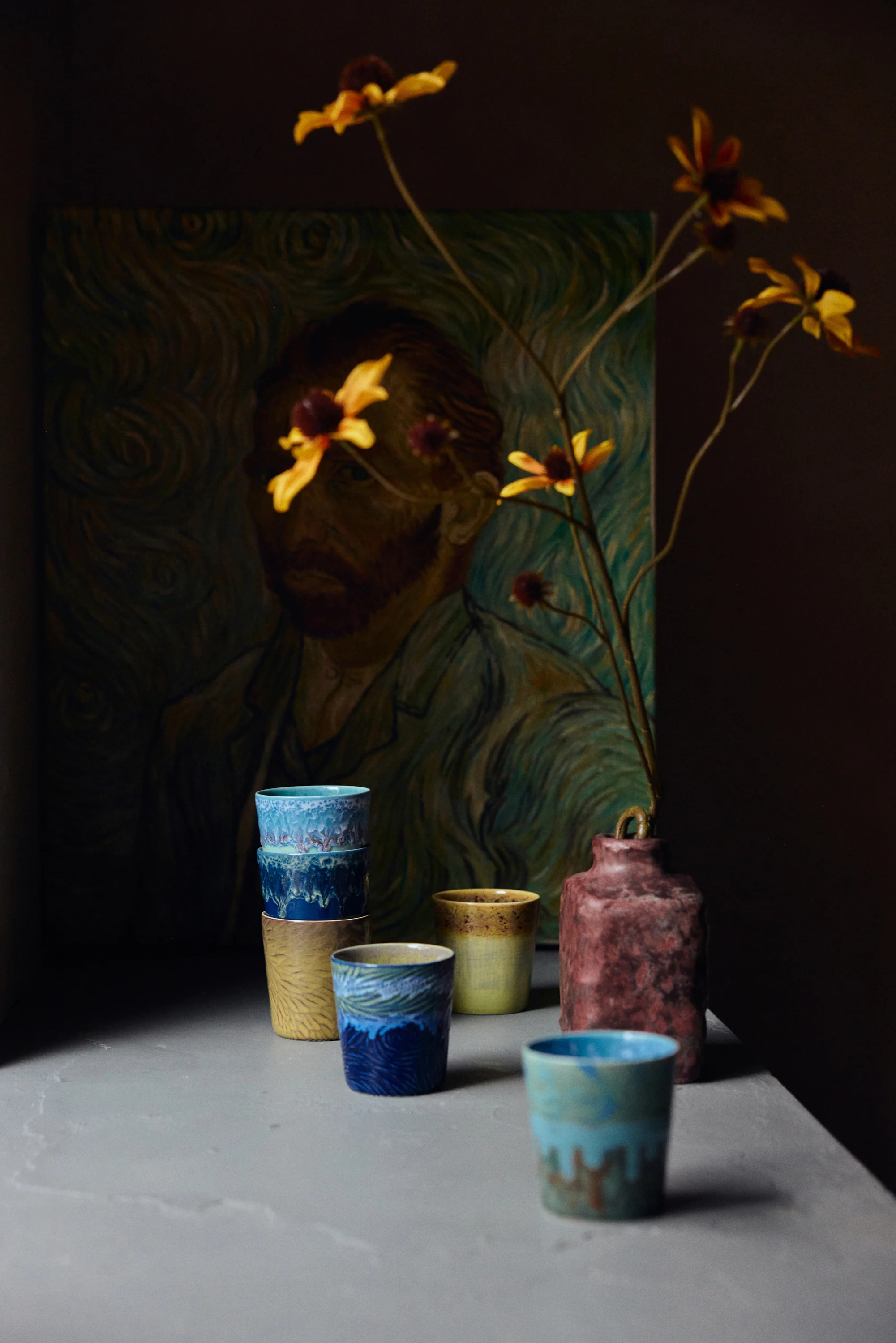 70’s Ceramics: Van Gogh Coffee Mugs, Starry Night (Set of 2) - Image 5