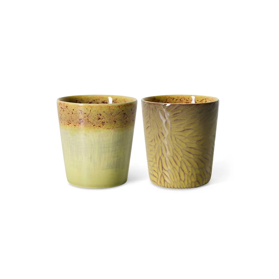 70’s Ceramics: Van Gogh Coffee Mugs, Sunflowers (Set of 2)