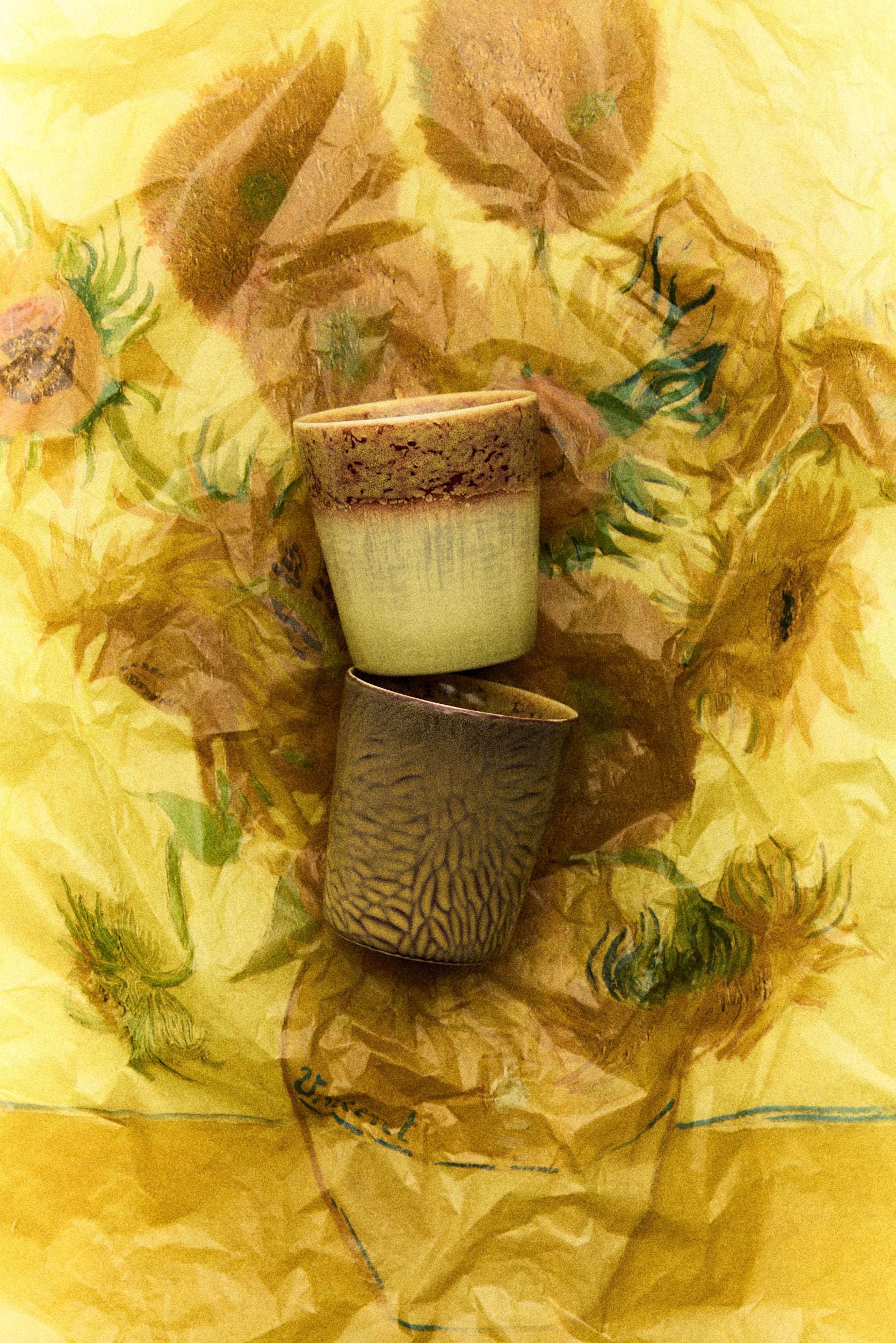 70’s Ceramics: Van Gogh Coffee Mugs, Sunflowers (Set of 2) - Image 6