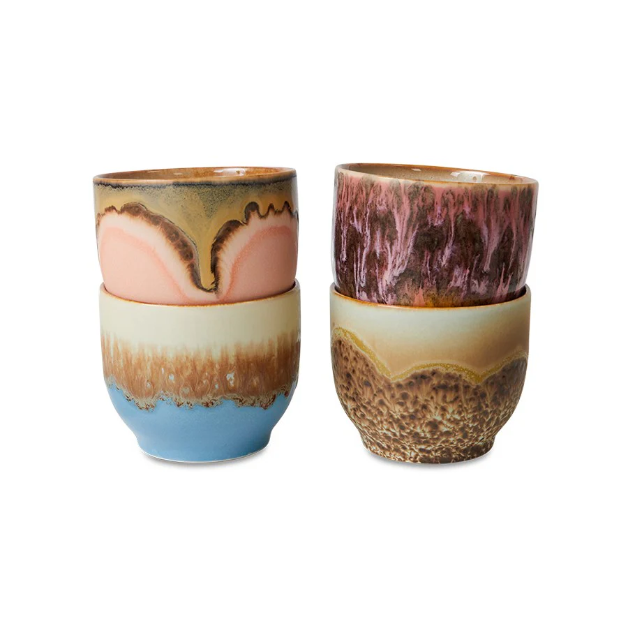 70s Ceramics: Café Cups Lagoon (Set Of 4)