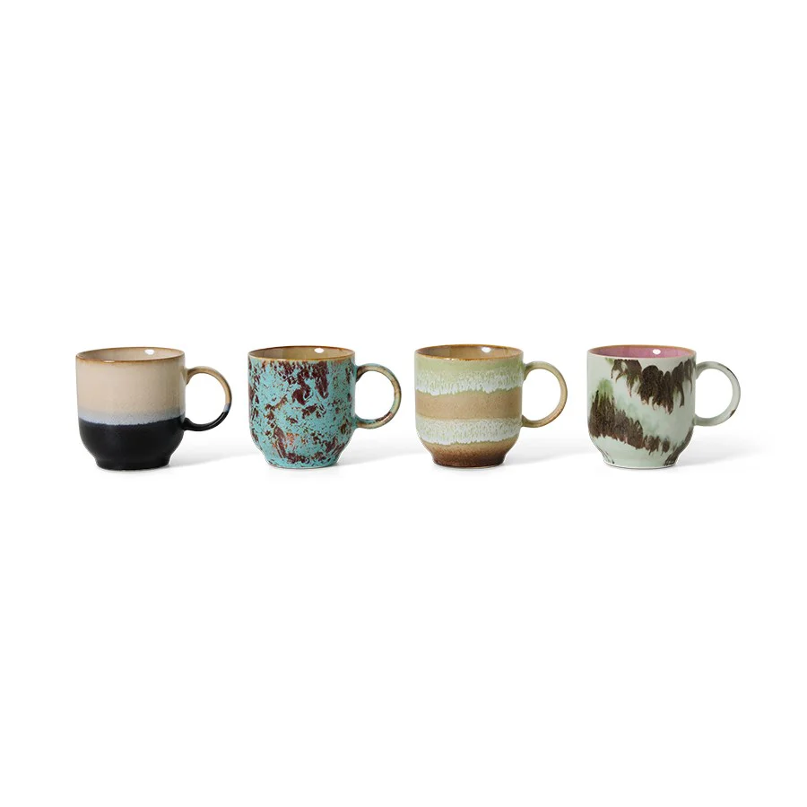 70's Ceramics: Café Mugs, Abstract (Set of 4) - Image 2