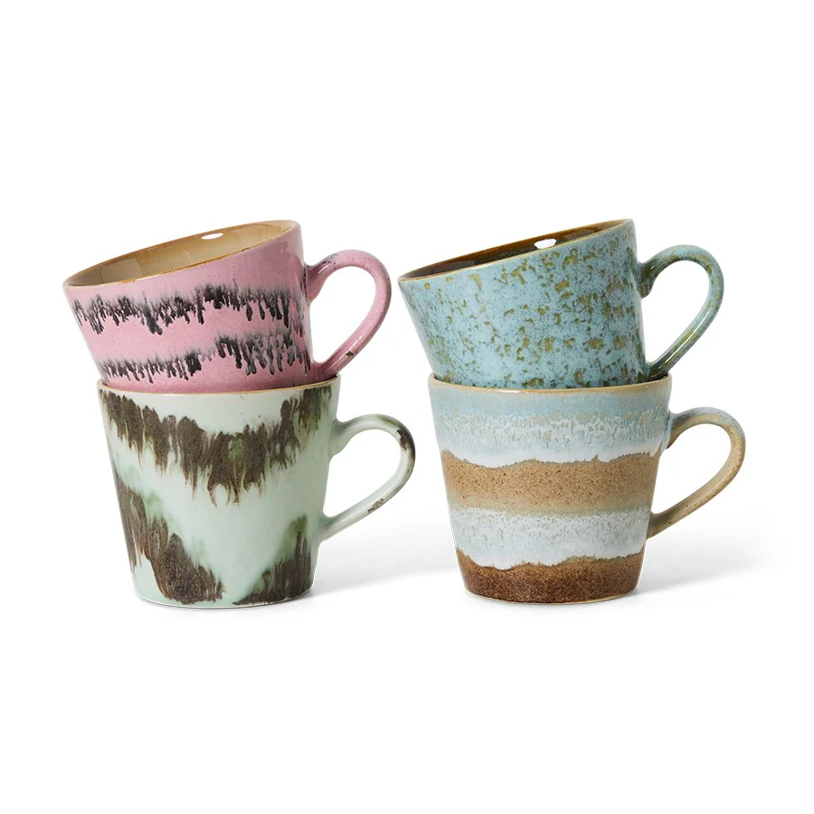 70's Ceramics: Cappuccino Mugs, Dada (Set of 4)