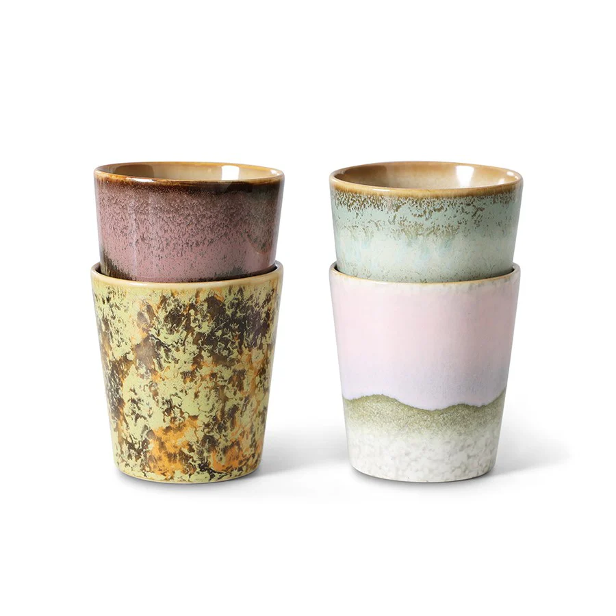 70's Ceramics: Coffee Mugs, Serendipity (Set of 4)