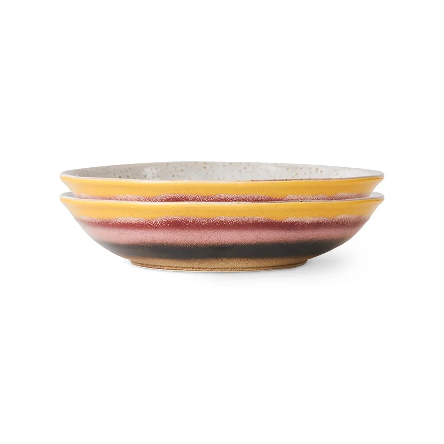 70's Ceramics: Curry Bowls, Hibiscus (Set Of 2)