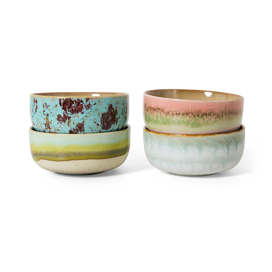 70's Ceramics: Dessert Bowls, Impression (Set of 4)