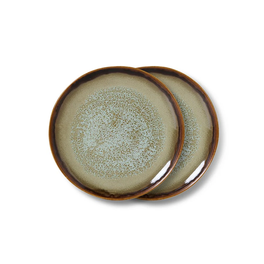 70's Ceramics: Dessert Plates, Contrast (Set of 2)