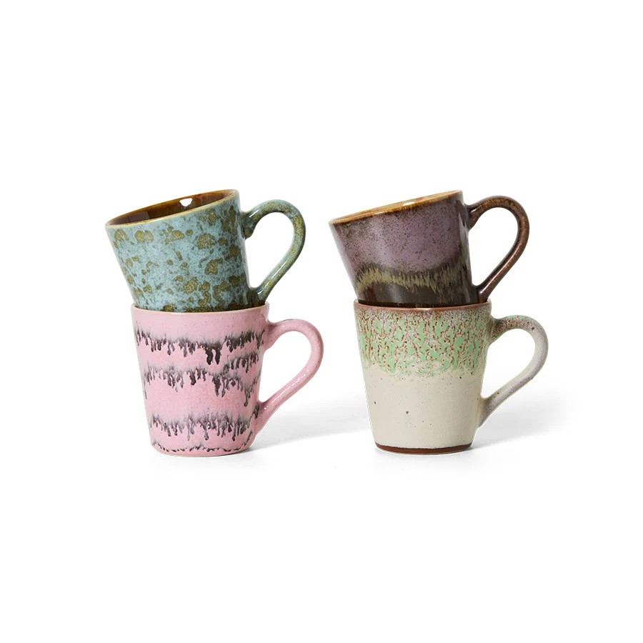 70's Ceramics: Espresso Mugs, Brutalism (Set of 4)
