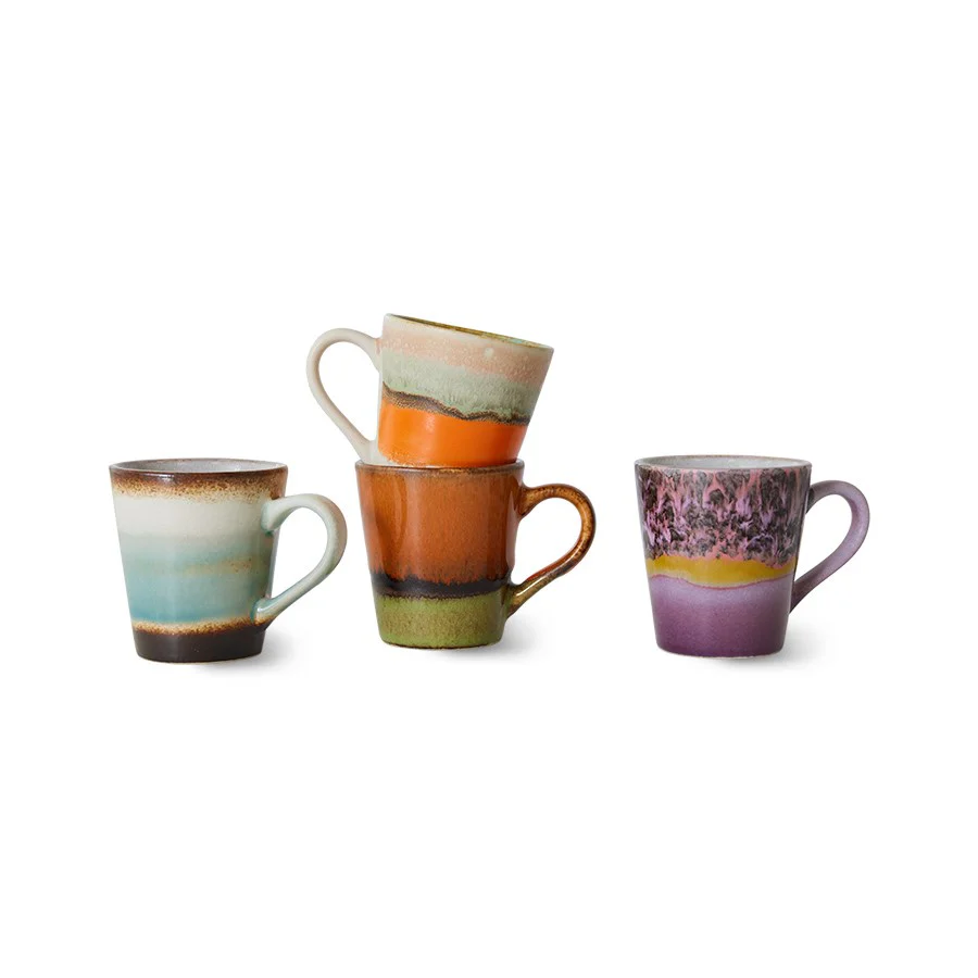 70s Ceramics: Espresso Mugs, Retro (Set Of 4) - Image 2