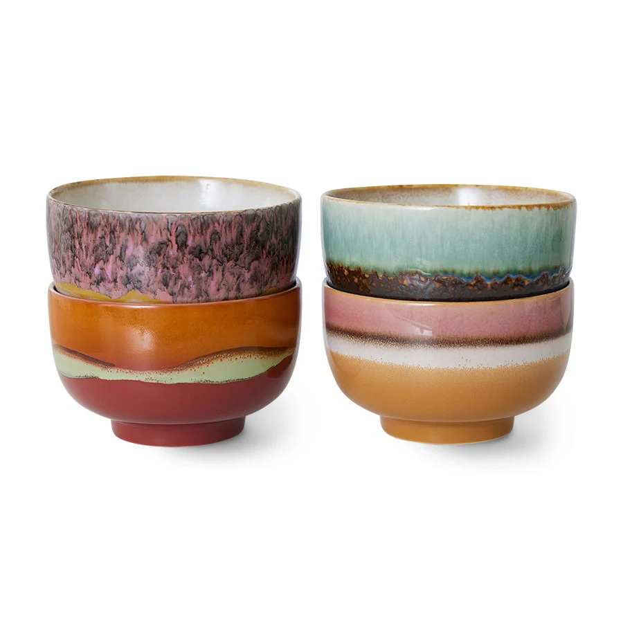 70s Ceramics: Noodle Bowls, Geyser (Set of 4) - Image 2