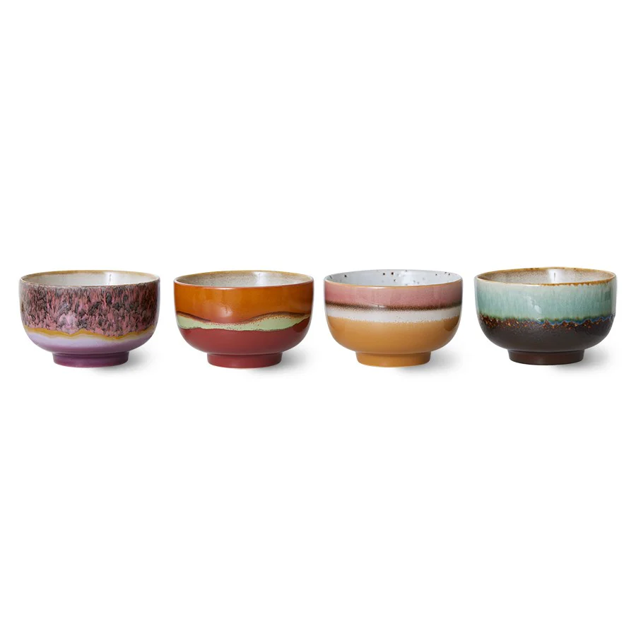 70s Ceramics: Noodle Bowls, Geyser (Set of 4) - Image 3