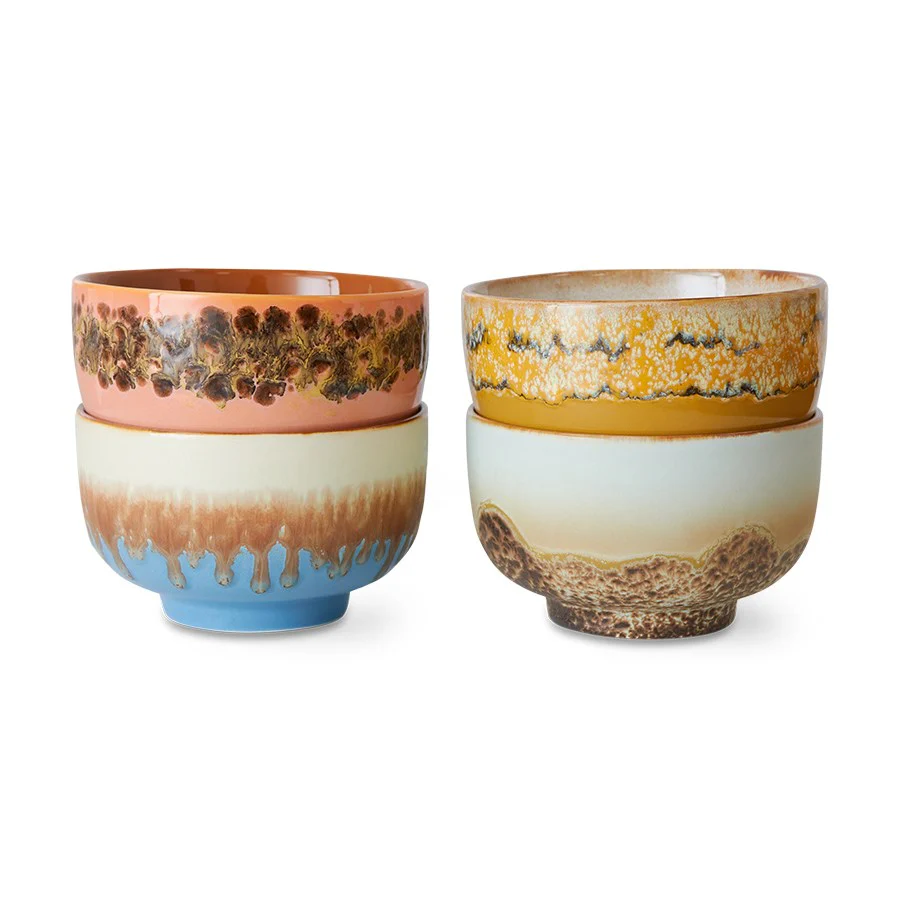 70's Ceramics: Noodle Bowls, Seabreeze (Set Of 4)