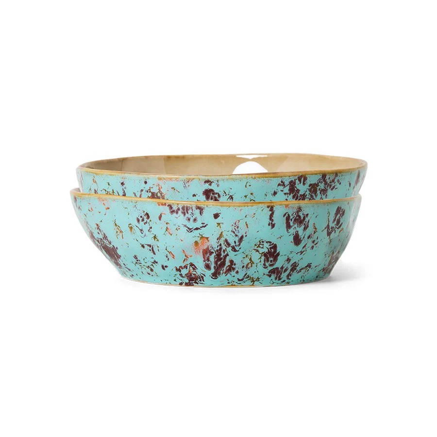 70's Ceramics: Pasta Bowls, Patina (Set of 2)