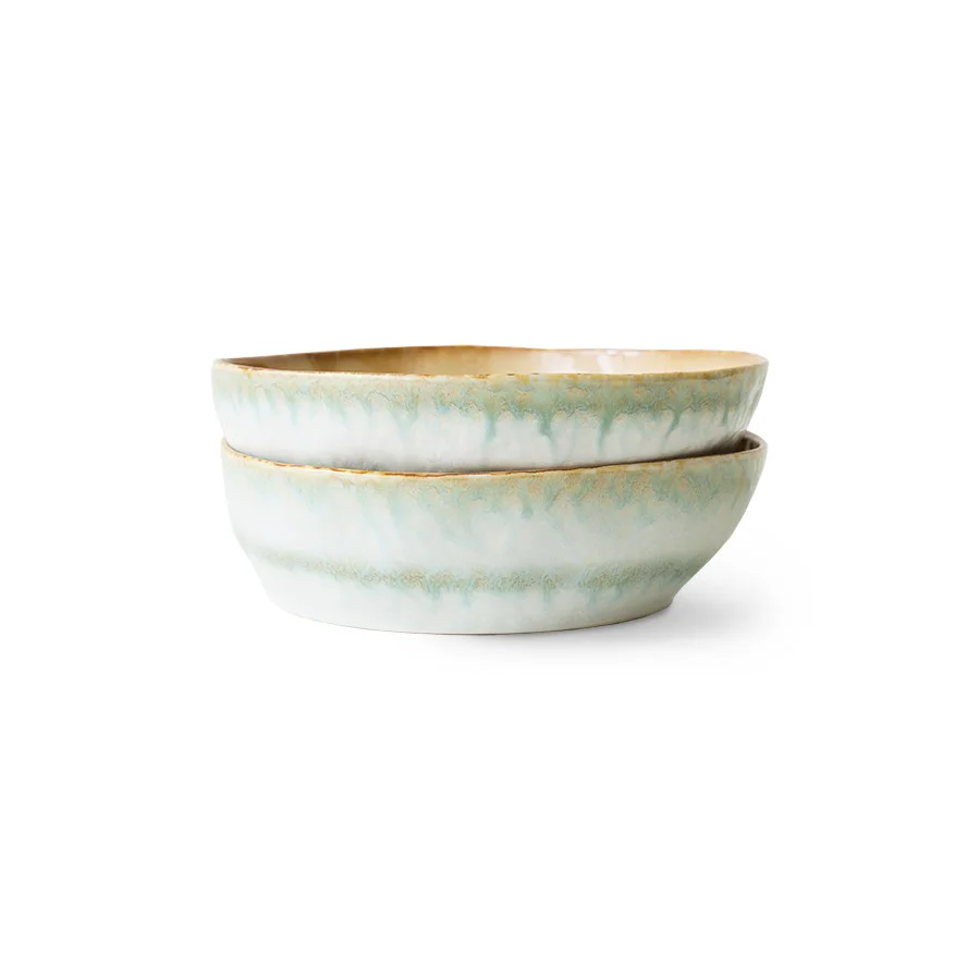 70's Ceramics: Pasta Bowls, Petal (Set of 2)