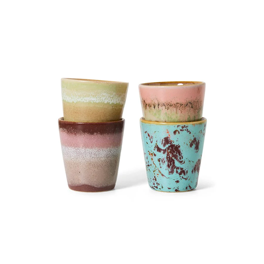 70's Ceramics: Ristretto Mugs, Futurism (Set of 4)