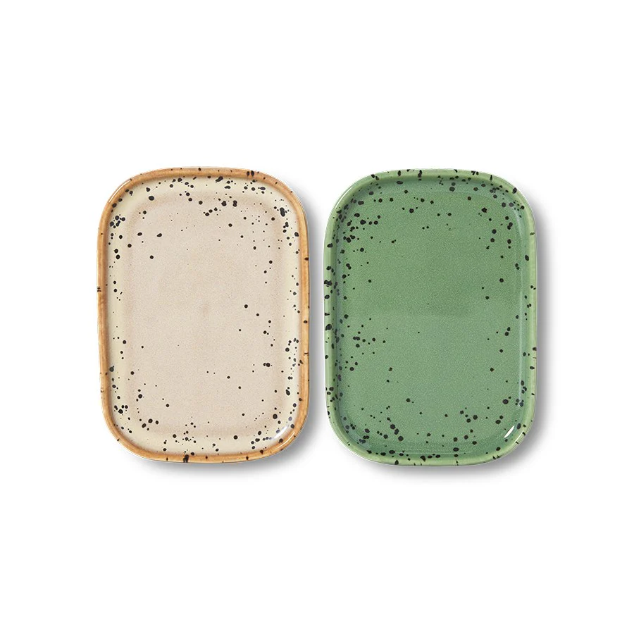 70's Ceramics: Small Trays, Crayon (Set of 2)