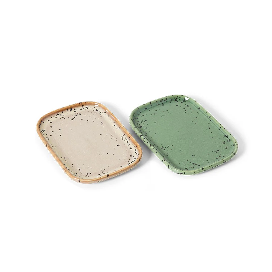 70's Ceramics: Small Trays, Crayon (Set of 2) - Image 2