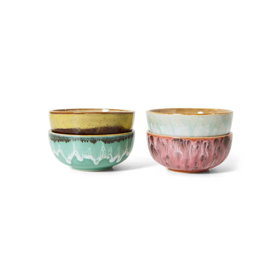 70's Ceramics: XS Bowls, Modernist (Set of 4)