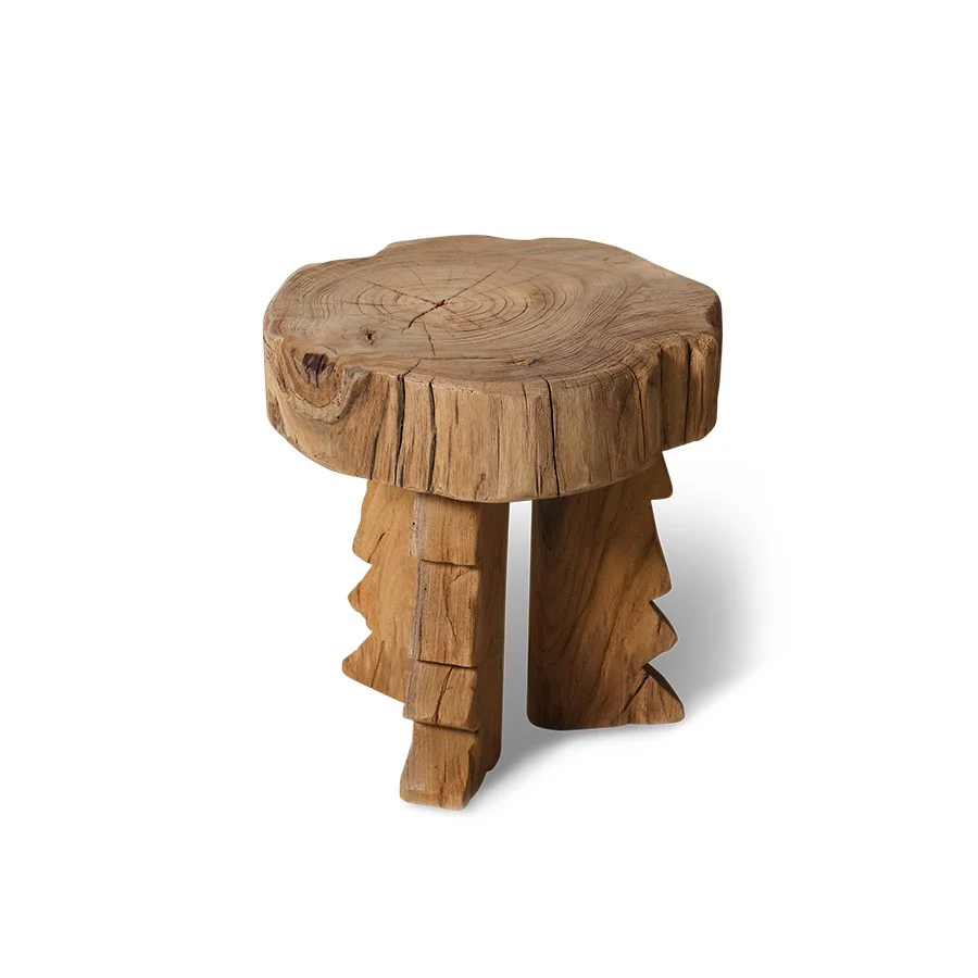 Carved Wooden Stool - Image 3