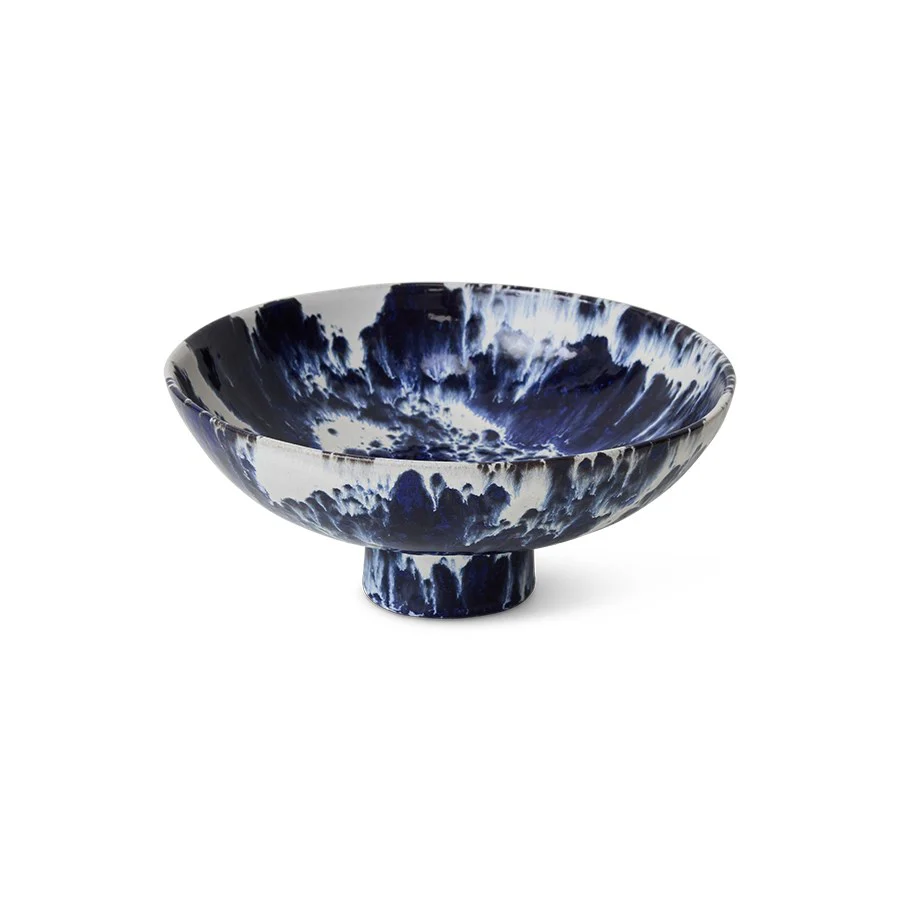 Ceramic Bowl On Base, Indigo - Image 3