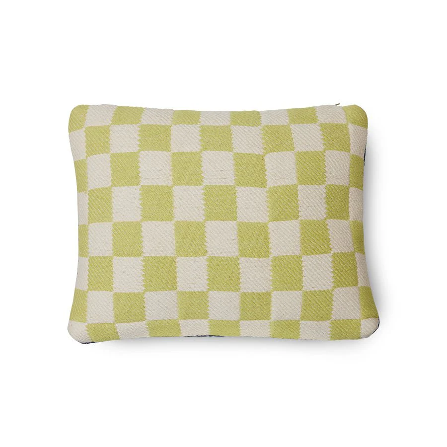 Checkered Woven Cushion Green/Blue (38x48) - Image 2