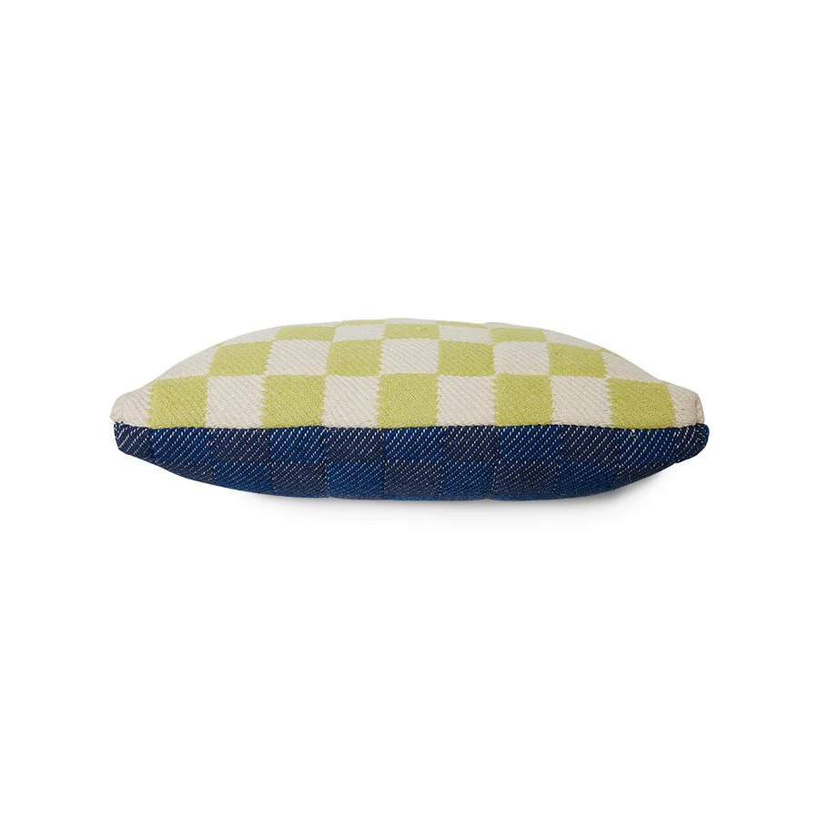 Checkered Woven Cushion Green/Blue (38x48) - Image 4