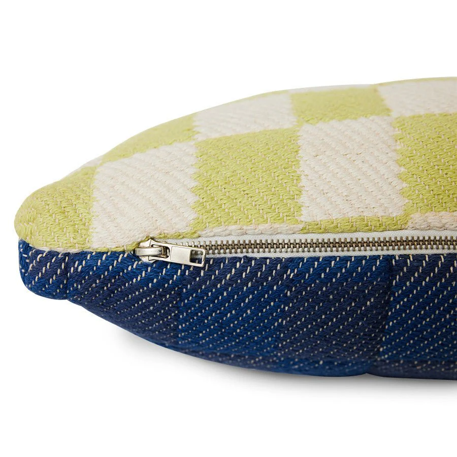 Checkered Woven Cushion Green/Blue (38x48) - Image 5