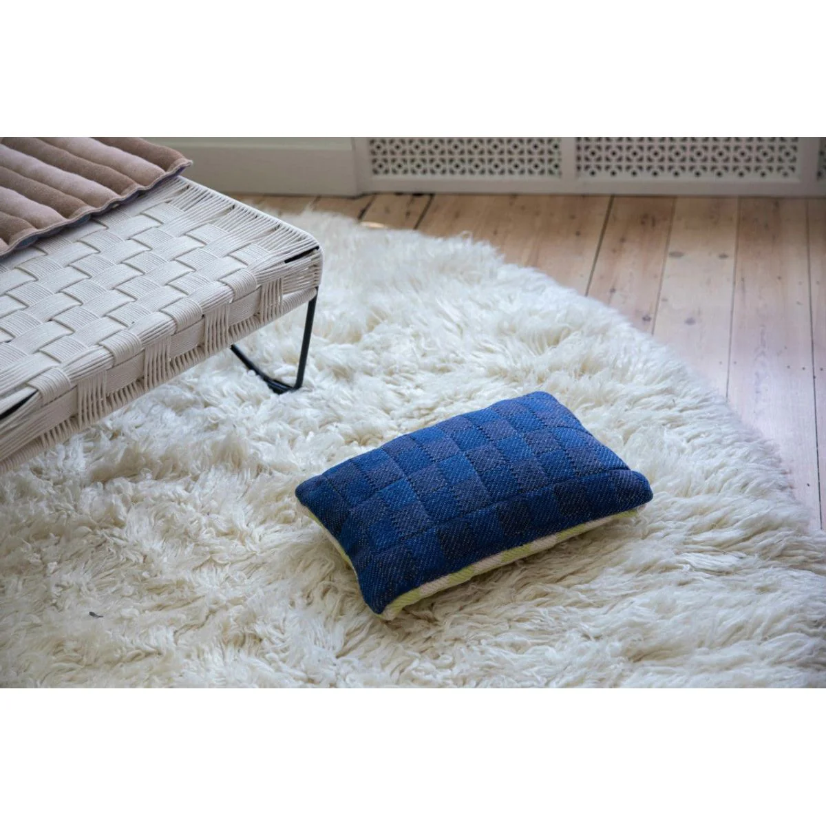 Checkered Woven Cushion Green/Blue (38x48) - Image 6
