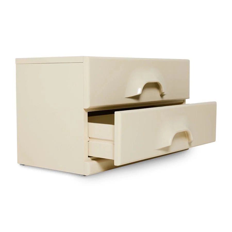 Chest Of 2 Drawers, Cream - Image 3
