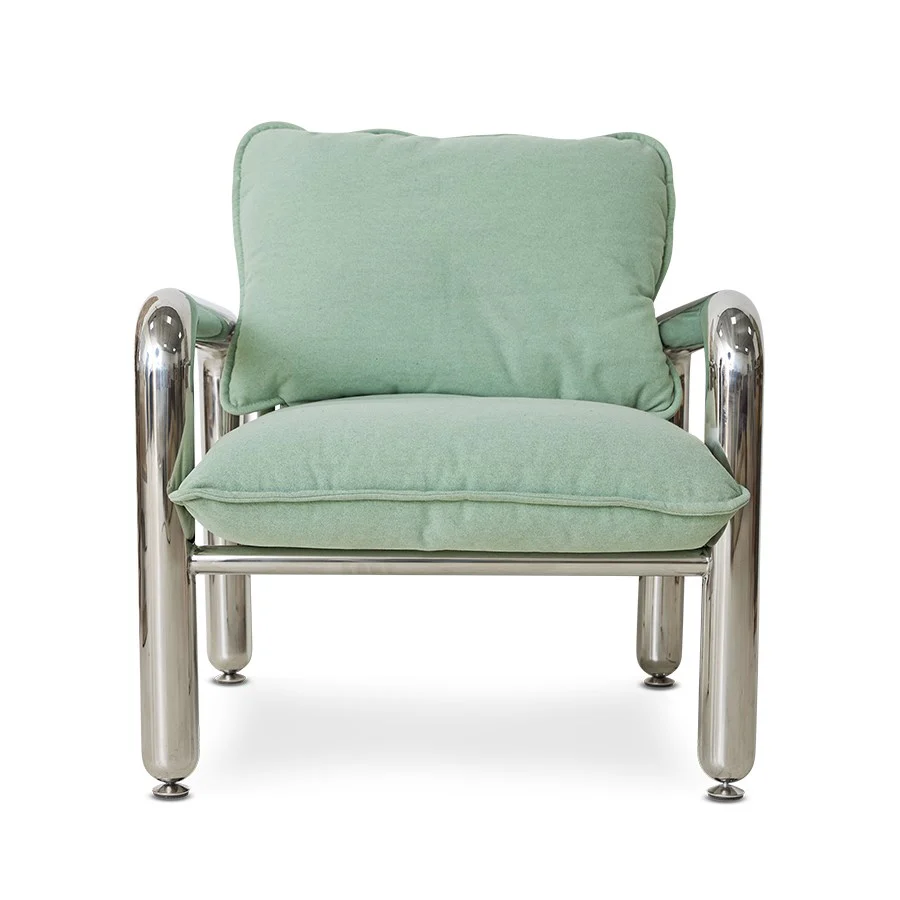 Chrome Lounge Armchair, Canvas Mint - Image 3