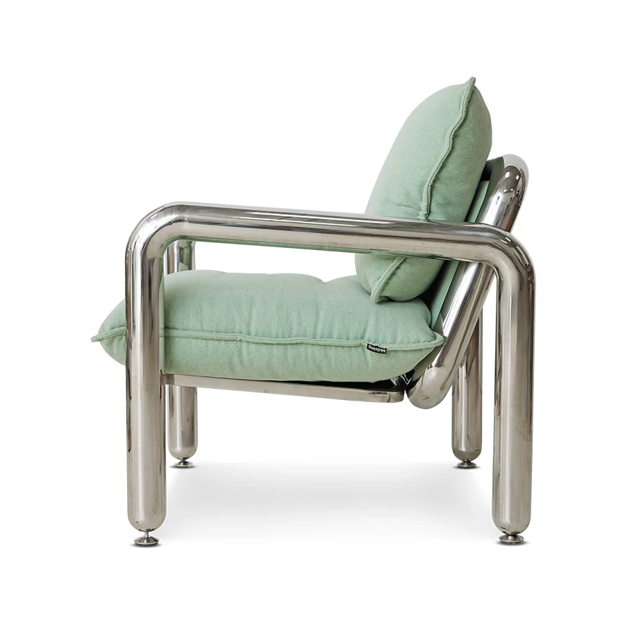Chrome Lounge Armchair, Canvas Mint - Image 4