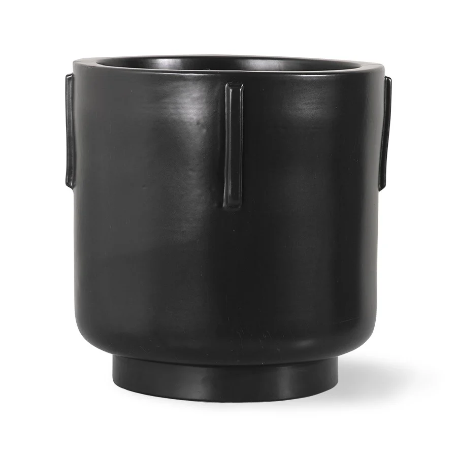 Footed Pot Earthenware Black