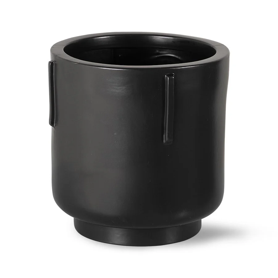 Footed Pot Earthenware Black - Image 2