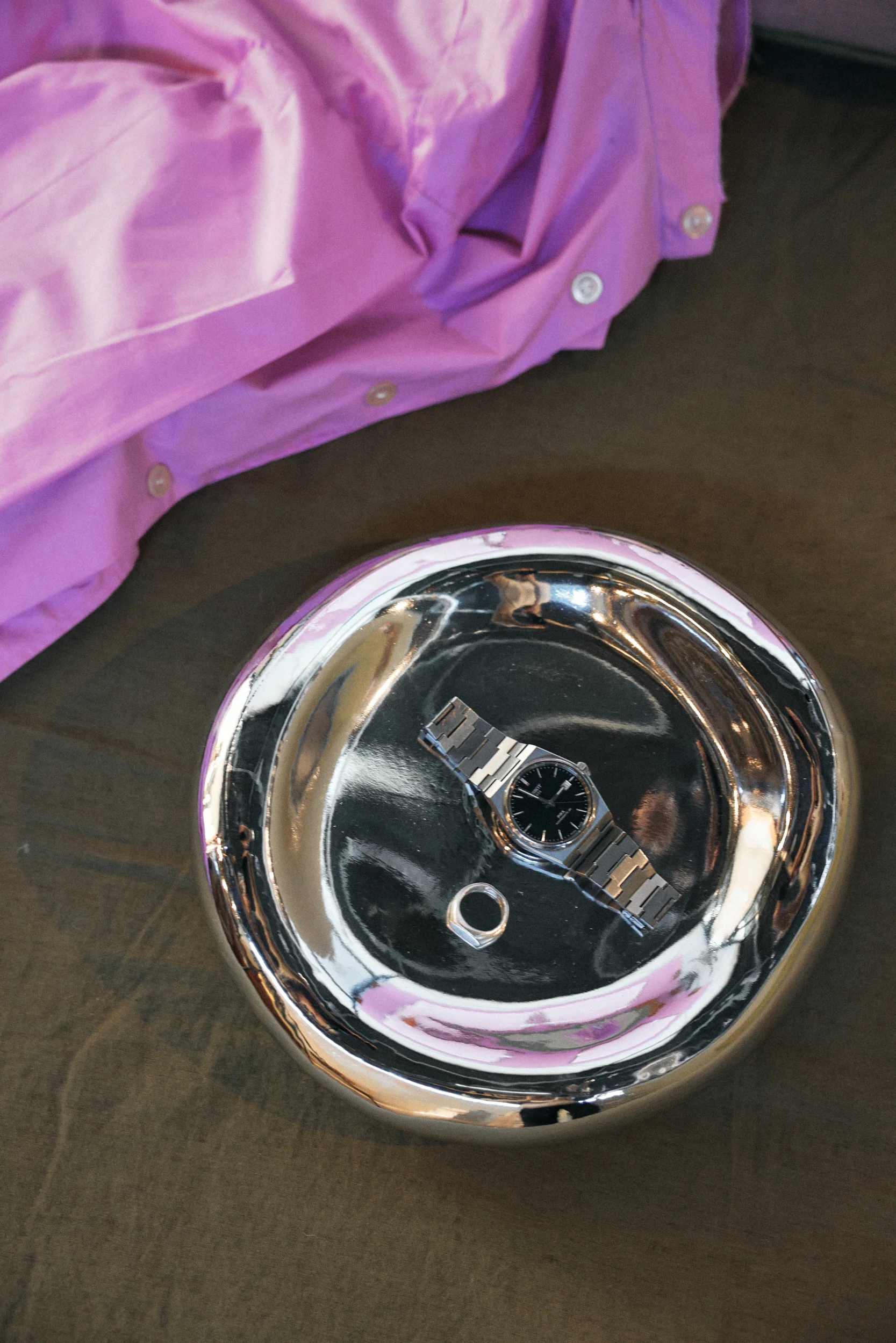 Gleam Glass Bowl, Chrome - Image 5