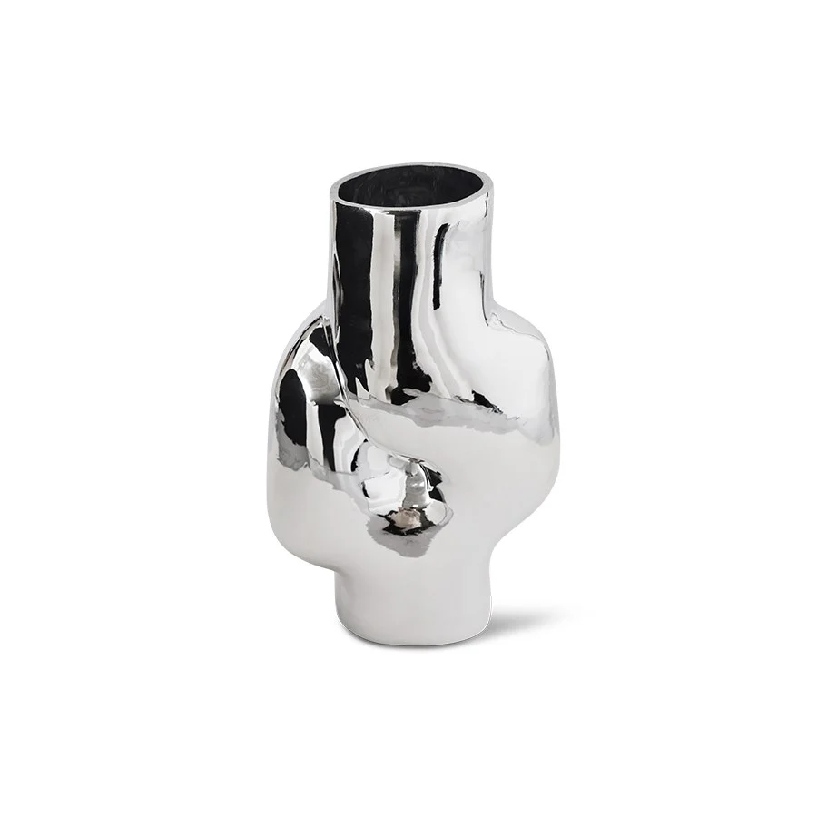 Gleam Glass High Vase, Chrome - Image 2
