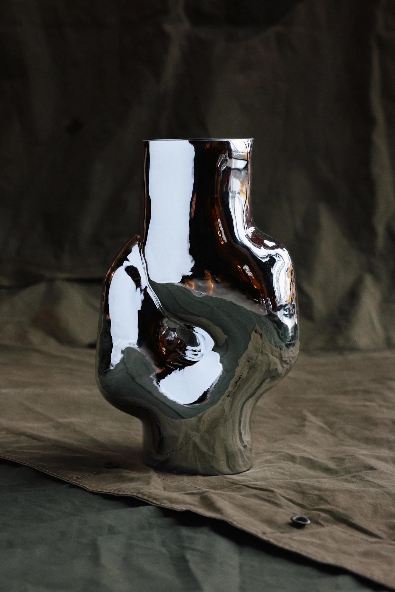 Gleam Glass High Vase, Chrome - Image 3