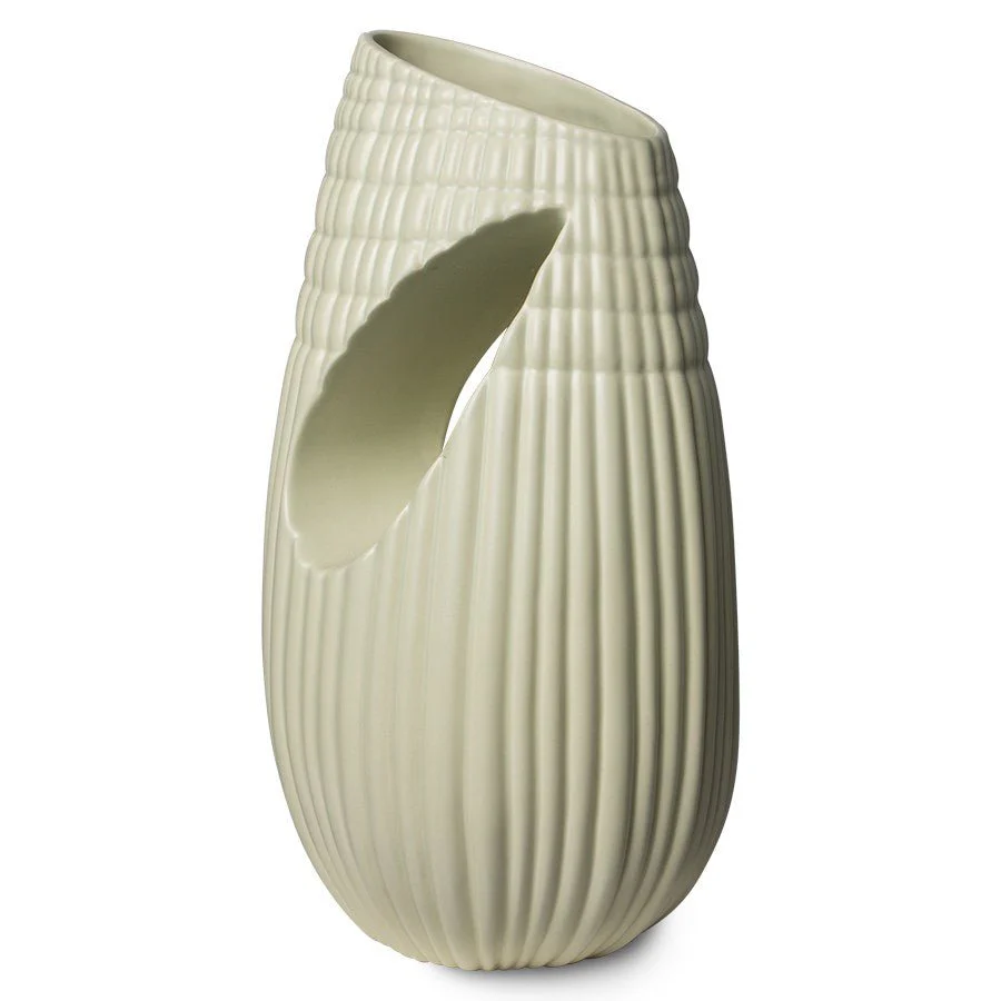 HK Objects Ceramic Ribbed Vase Matt Minty