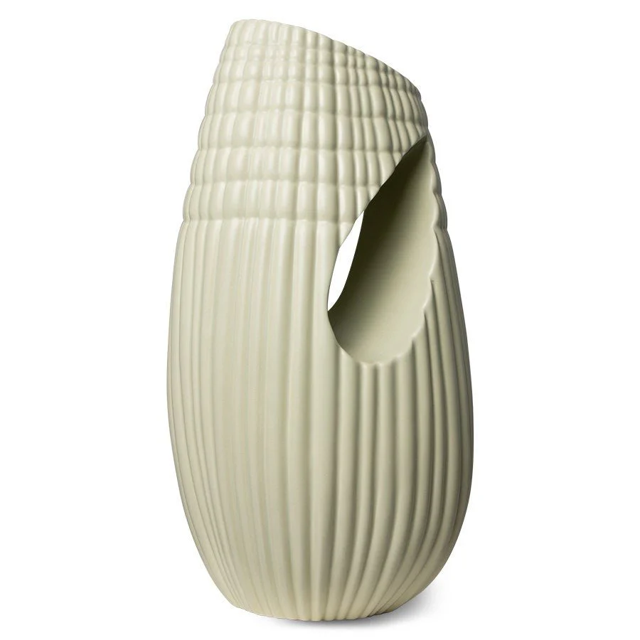 HK Objects Ceramic Ribbed Vase Matt Minty - Image 3