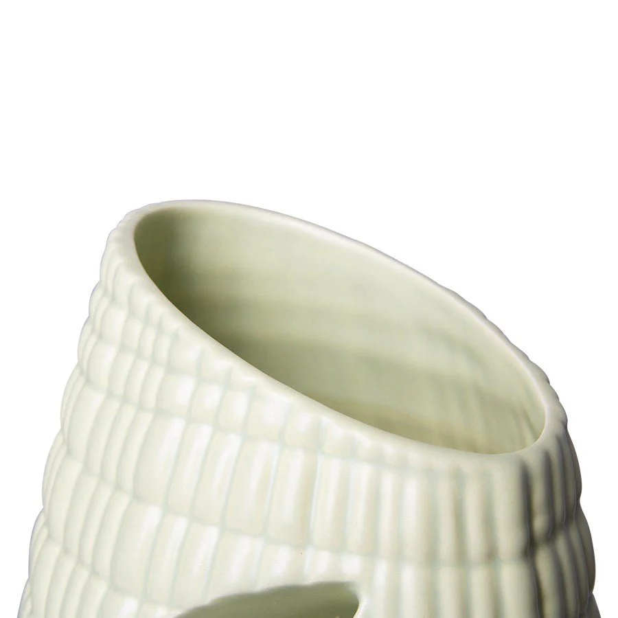 HK Objects Ceramic Ribbed Vase Matt Minty - Image 4