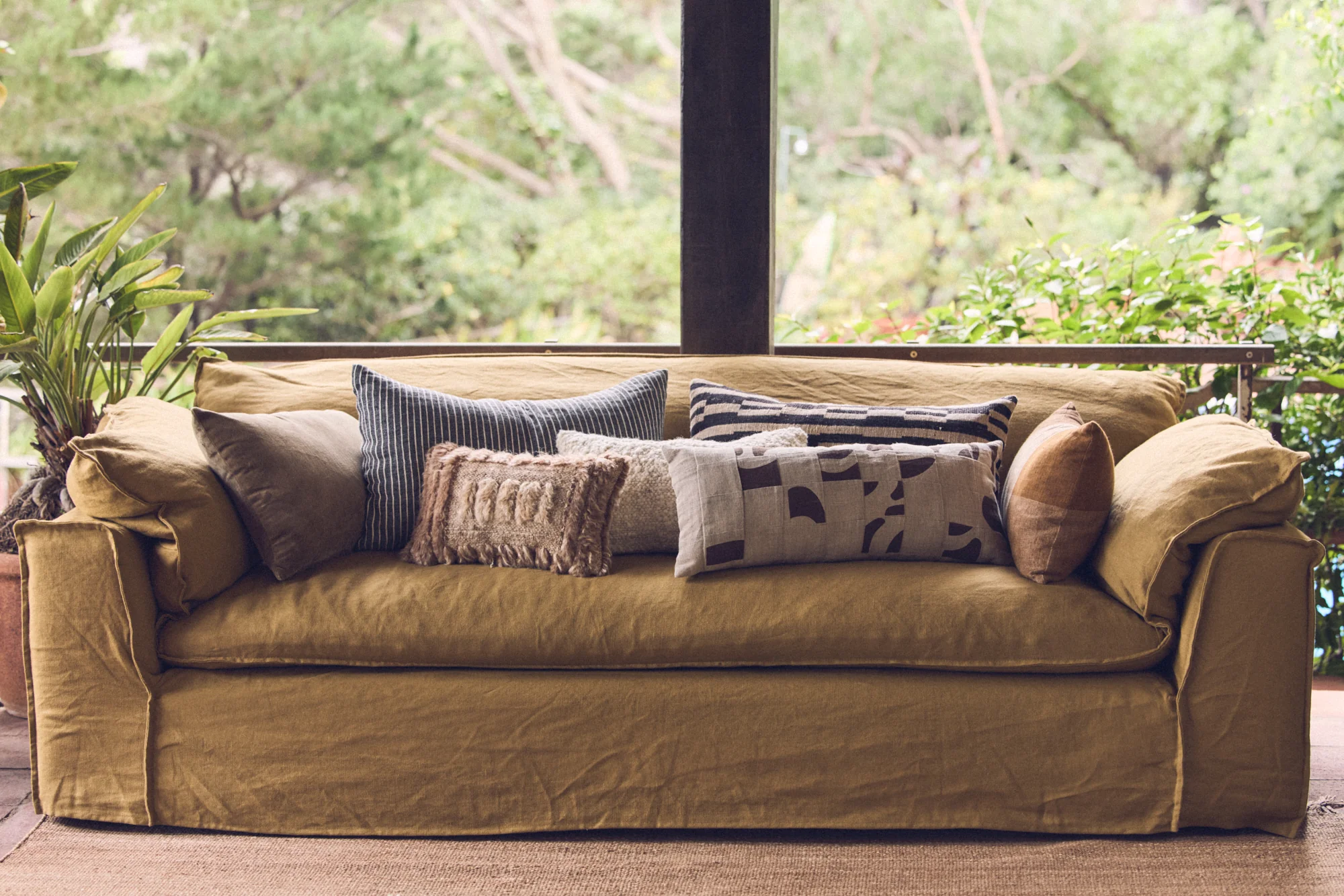 Natural Patched Cushion (70X30cm) - Image 5