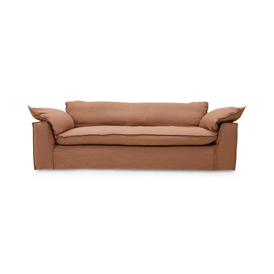 Nomad Couch: 244cm, Linen, Dusty Rose