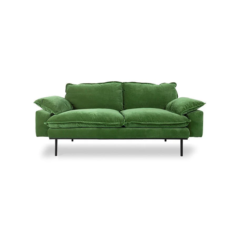 Retro Sofa: 2- Seats, Royal Velvet, Green
