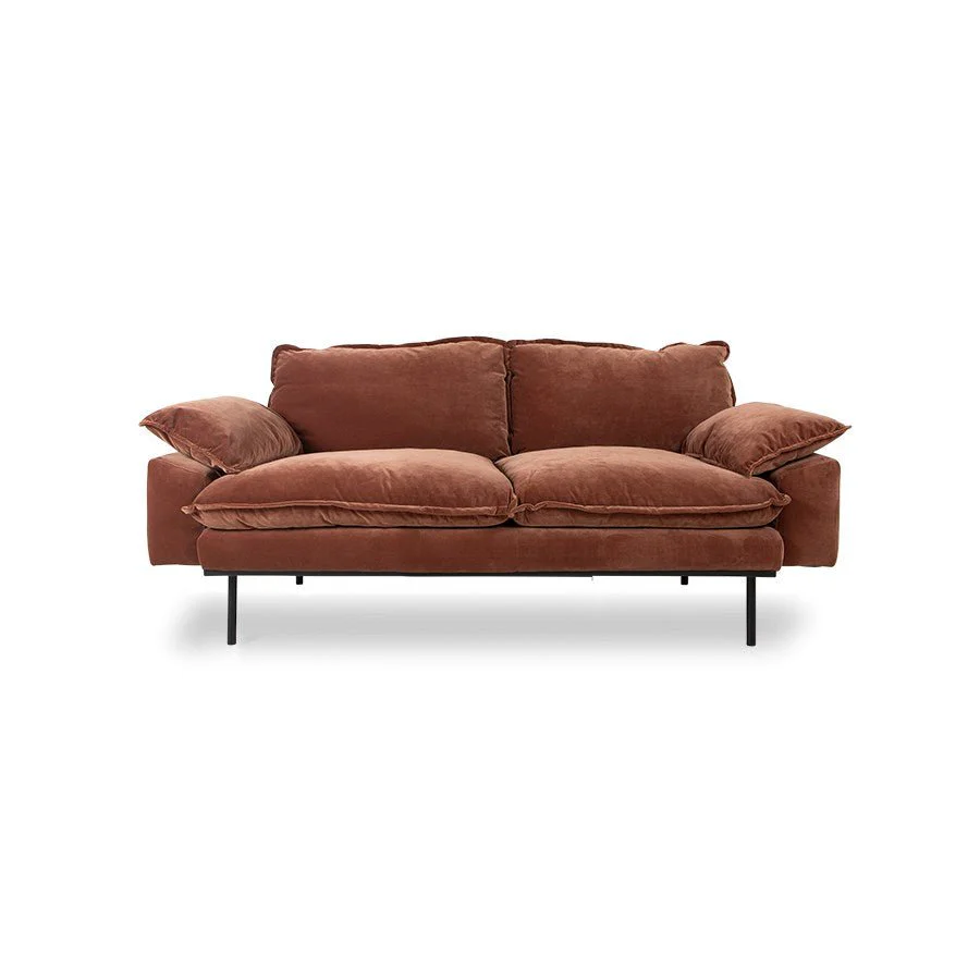 Retro Sofa: 2- Seats, Royal Velvet, Magnolia
