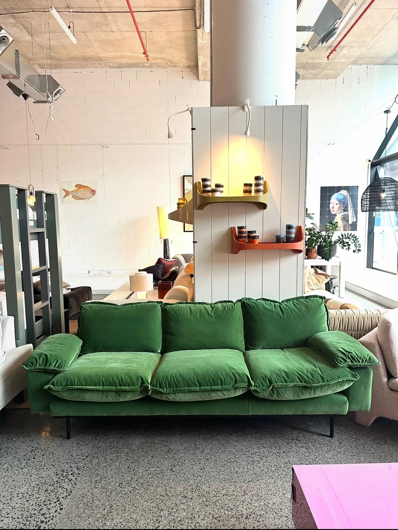 Retro Sofa : 3-Seats, Royal Velvet, Green - Image 3