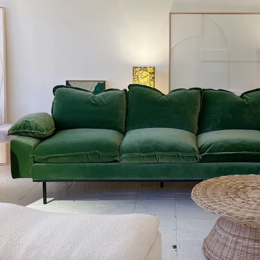 Retro Sofa : 3-Seats, Royal Velvet, Green - Image 4