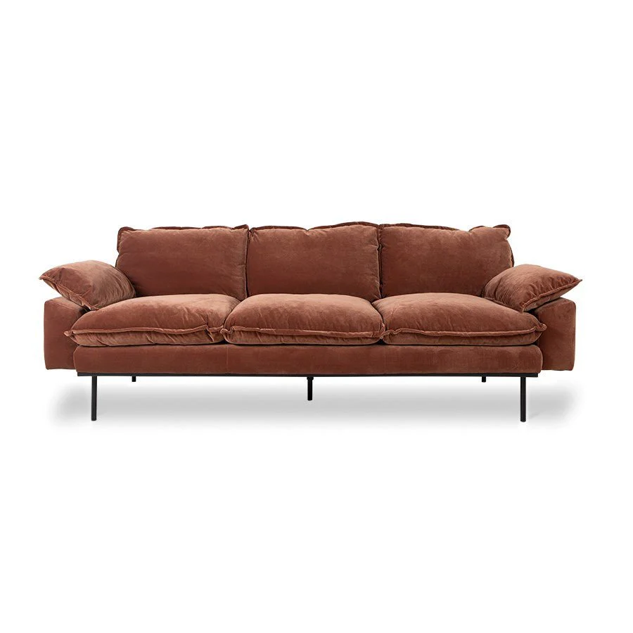 Retro Sofa: 3- Seats, Royal Velvet, Magnolia