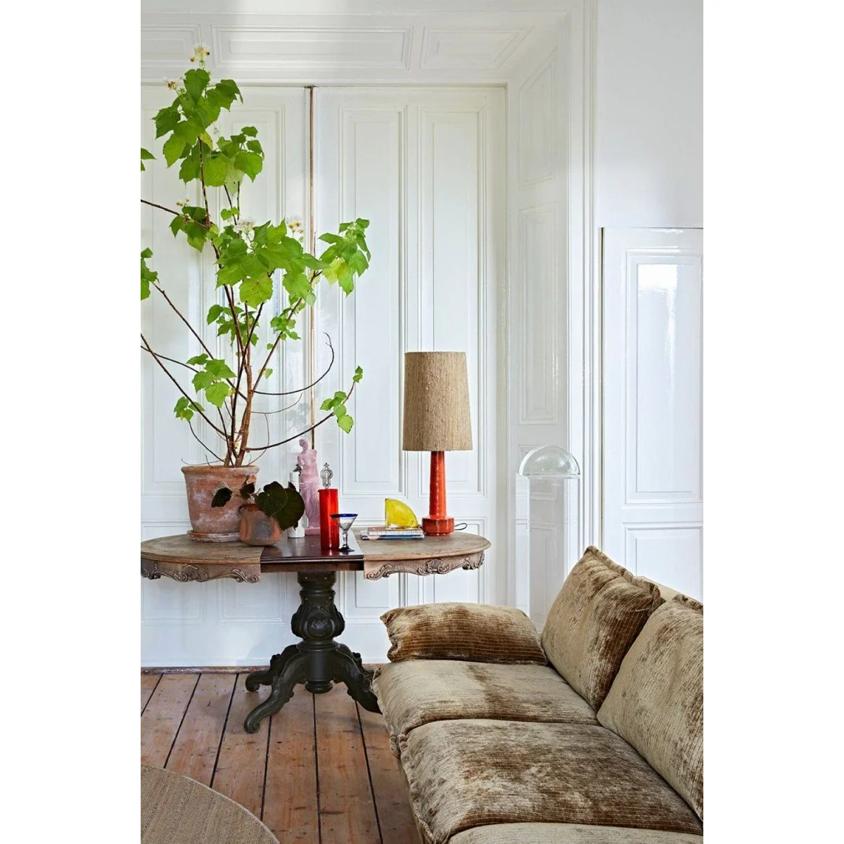Retro Sofa: 3- Seats, Velvet Corduroy, Aged Gold - Image 6