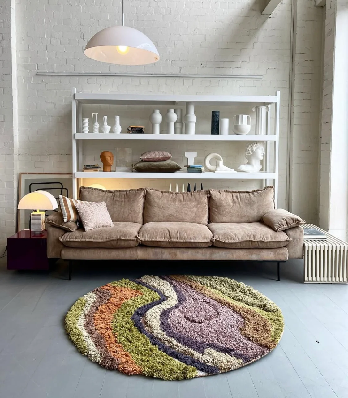Retro Sofa: 3- Seats, Corduroy Rib, Brown - Image 3
